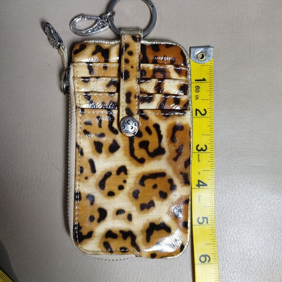 Brighton Wallet Leopard Print Glossy Keychain Zip Card Slots Animal Print - Picture 3 of 9